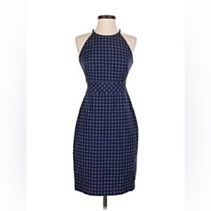 Banana Republic Navy Checkered Midi Dress
